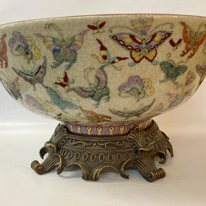 SOLD -  Vintage famille vert Chinese butterly punch bowl